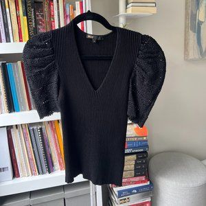 Maje Fine Ribbed Crochet Style Jumper